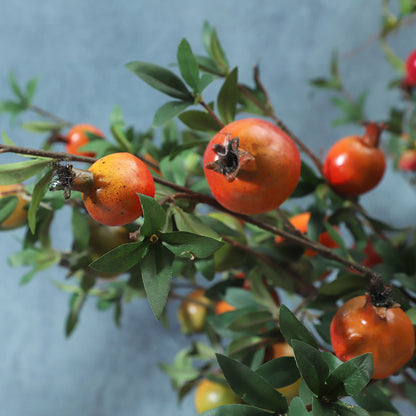 Realistic Pomegranate Fake Flowers with Berries - Perfect Home and Hotel Soft Decoration for New Year Celebrations