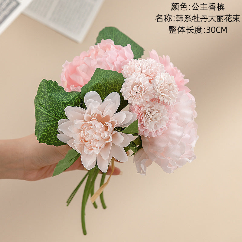 Stunning Artificial Peony Dalia Flower Bouquet - Realistic Faux Flowers for Wedding Decor and Home Decor - GF16399