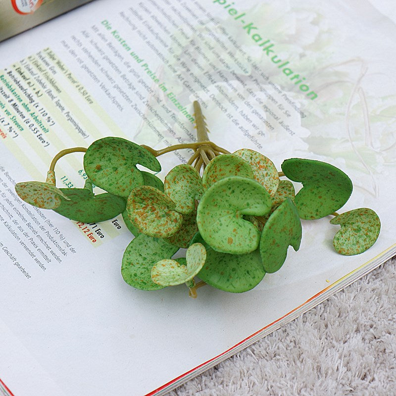 Mini Soft Silicone Money Plant - Realistic Red Anthurium Leaves - Artificial Greenery for Home Décor and Landscape Decoration