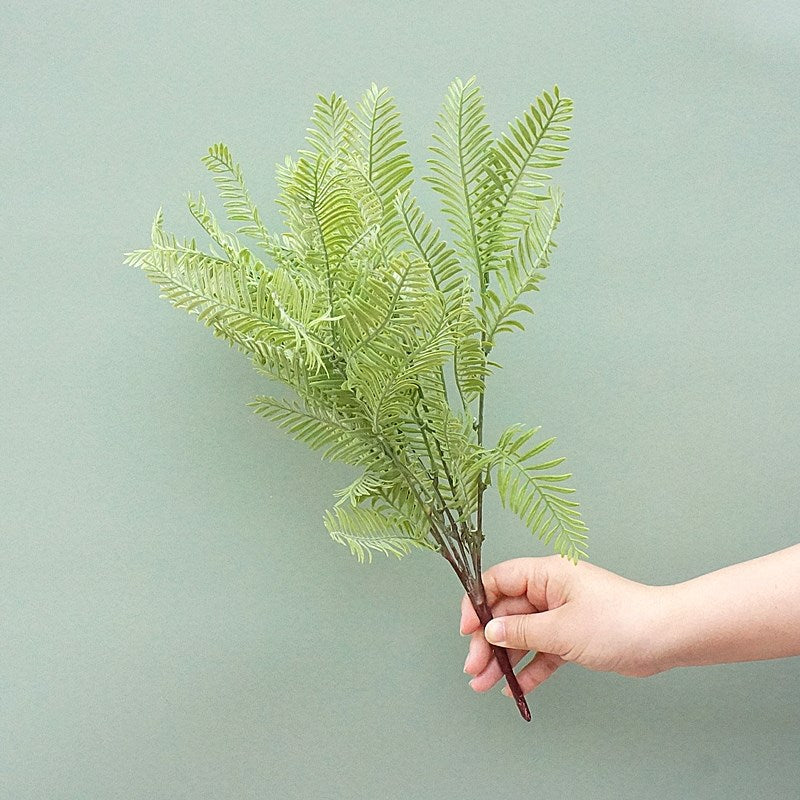 Realistic Greenery 6-Pronged Faux Fern Leaves – Soft Plastic Artificial Grass Floral Accessories for Stunning Plant Wall Decorations B3602