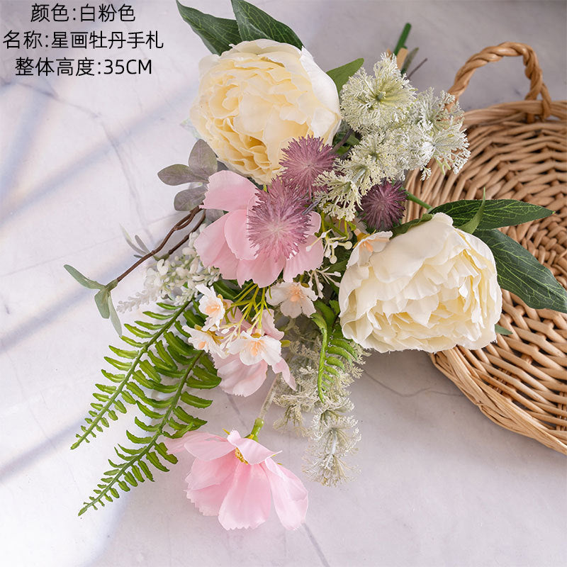 Elegant Faux Peony Bouquets for Home Decor - Stunning Starry Design for Weddings and Wall Art Display (CF01333)