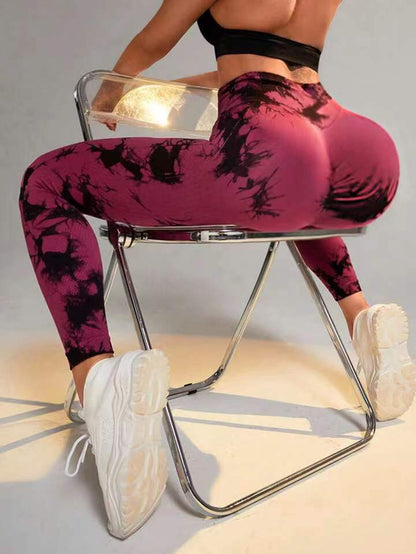 Seamless Tie Dye High Waisted Yoga Pants for Women Butt Lifting Stretchy Fitness Leggings for Gym Everyday Wear