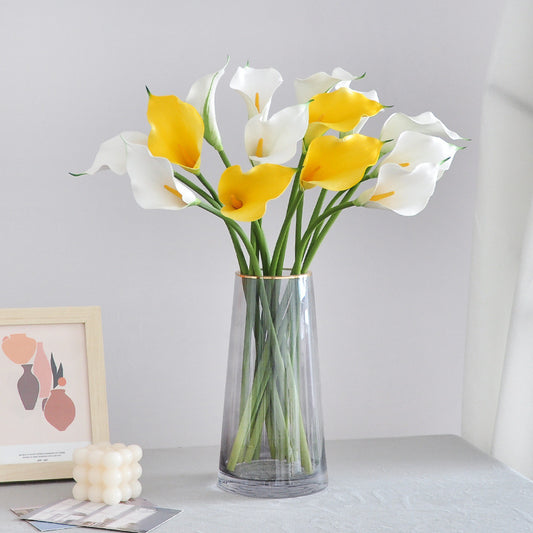 Realistic Faux Calla Lily in EVA Cotton - Medium-Sized Long Stem Artificial Home Decor Flower - Perfect for Weddings, Events, and Year-Round Decor