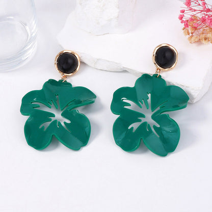 Exaggerated Personality Acrylic Hollow Big Petal Flower Drop Earrings - Stylish Minimalist Vacation Jewelry for Women