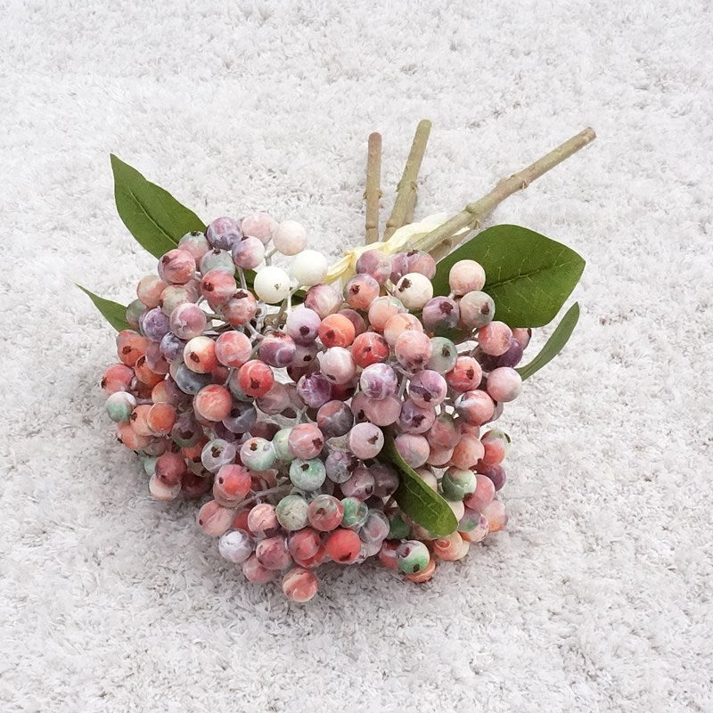 Elegant 5-Stem Faux Rowan Berry Bouquet - Realistic Decorative Flowers for Home Décor, Wedding Arrangements, and Photography Props