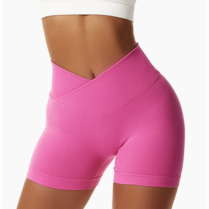 Summer V Waist High Rise Peach Butt Lifting Compression Shorts Seamless Yoga Shorts for Running and Workouts with Quick Dry Fabric