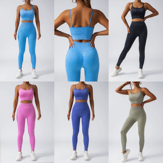 Seamless European High Waist Yoga Set with Peach Butt Scrunch Breathable Washable Fabric and Sports Bra for Comfort and Flexibility in Every Workout