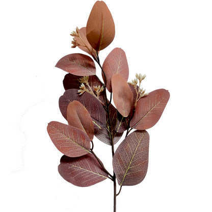 53CM Single Stem Realistic Eucalyptus Leaf and Gum Tree Branch with Fruits - Perfect for Living Room Décor - Direct from Manufacturer