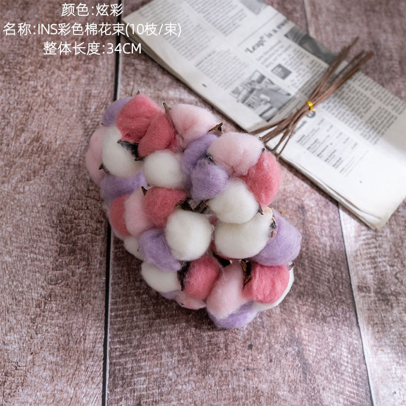 Natural Cotton Dried Flower Bouquet - Stunning Faux Floral Arrangement for Home Decor, Weddings, and Unique Wall Plant Displays (Model MW65501)