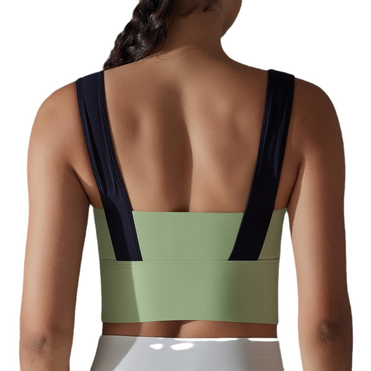 Color Block Wide Strap Sports Bra with Removable Pads for Running Yoga and Fitness for Women