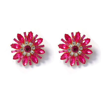Elegant Luxe  Sparkling Flower Sunflower Stud Earrings - Versatile Multi-Color Daily Wear Jewelry for Parties and Special Occasions