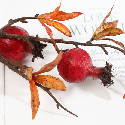 Realistic Pomegranate Fruit Home Decor - Lifelike Decorative Berry Accents for Living Rooms & New Year Celebrations