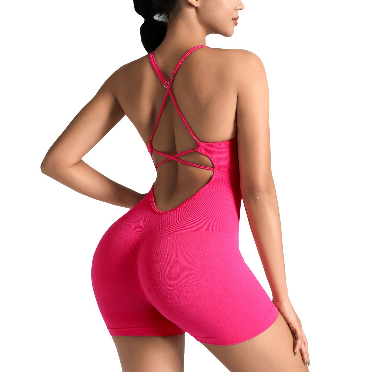 Seamless Yoga Bodysuit for Women Outdoor Activewear with Beautiful Back Design Peachy Butt Lift and Supportive Sports Bra for Fitness and Training