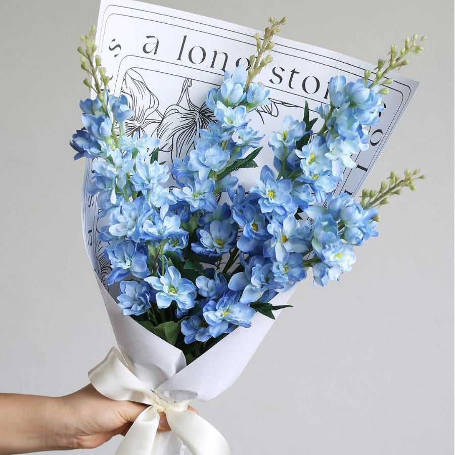 Realistic Velvet Delphinium and Hyacinth Artificial Flowers - Perfect for Home Decor, Wedding Arrangements, and Upscale Hotel Decorations