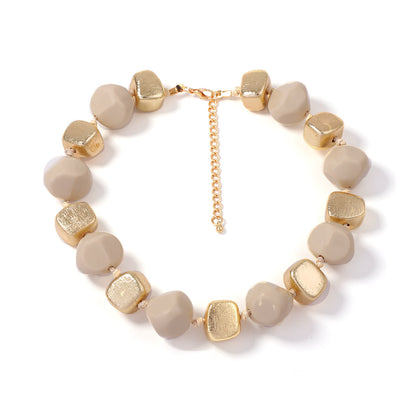 Stylish Minimalist Multi-Layered Geometric Resin Bead Necklace in Vibrant Colors – Perfect for Everyday Wear and Versatile Layering
