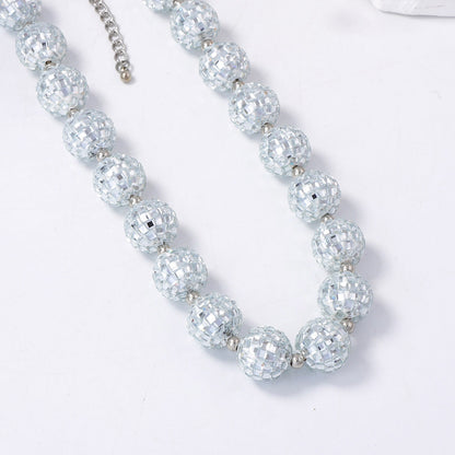 Chic Minimalist Light Luxury Beaded Disco Ball Necklace - Versatile Statement Piece for Effortless Everyday Glamour