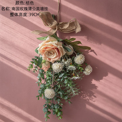 Exquisite Southland Rose and Dandelion Wall Hanging Home Decor - Realistic Floral Bouquet Wall Art (Model CF01104) for Elegant Interiors