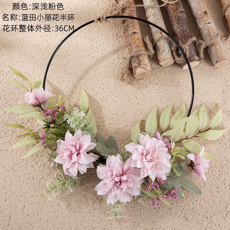 Elegant Blue Tian Xiao Li Floral Half-Circle Artificial Wedding Bouquet - Stunning Wall Decor & Handheld Flower Arrangement for Home Design (CF01263)