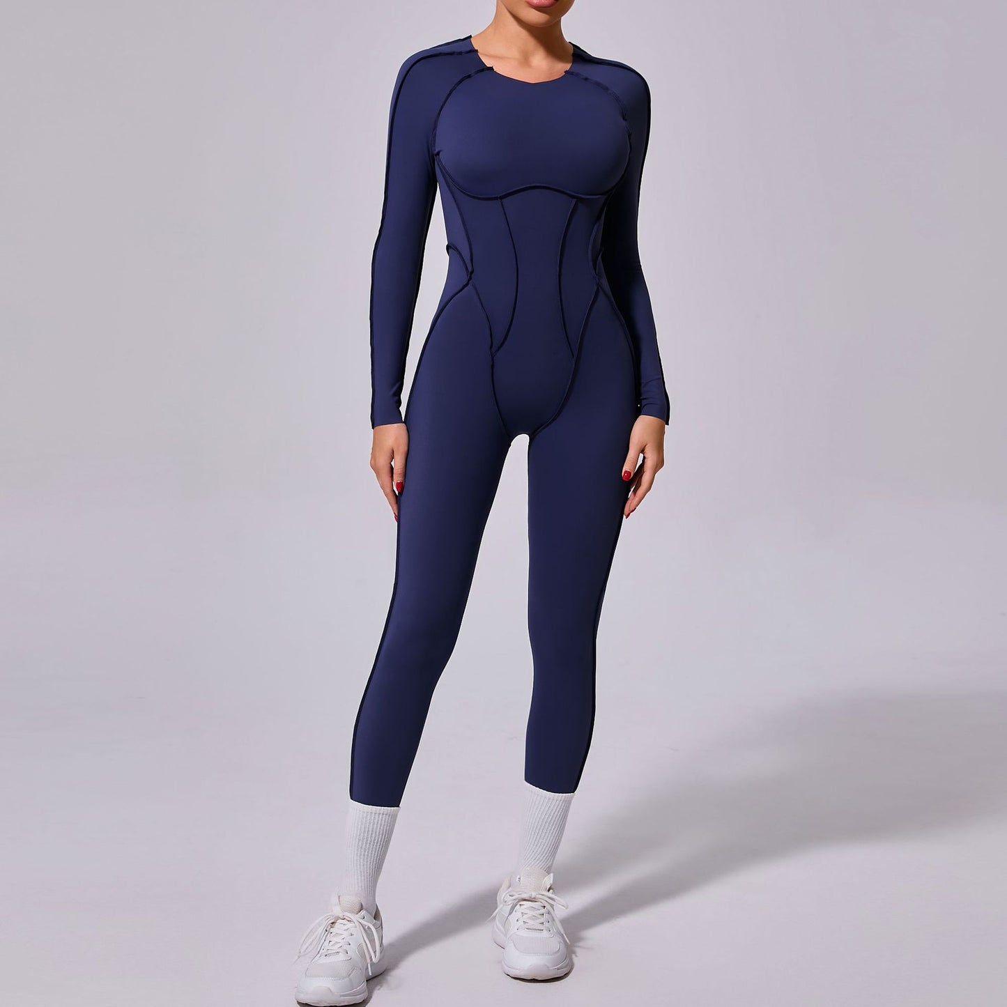 Winter One Piece Sports Bodysuit Long Sleeve Backless Yoga Outfit with Full Length Tights for Comfort and Style