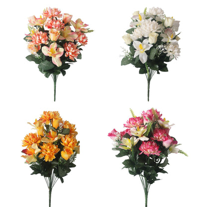 18-Stem Realistic Chrysanthemum and Faux Rose Bouquet - Perfect for Home Décor, Weddings, and Special Events