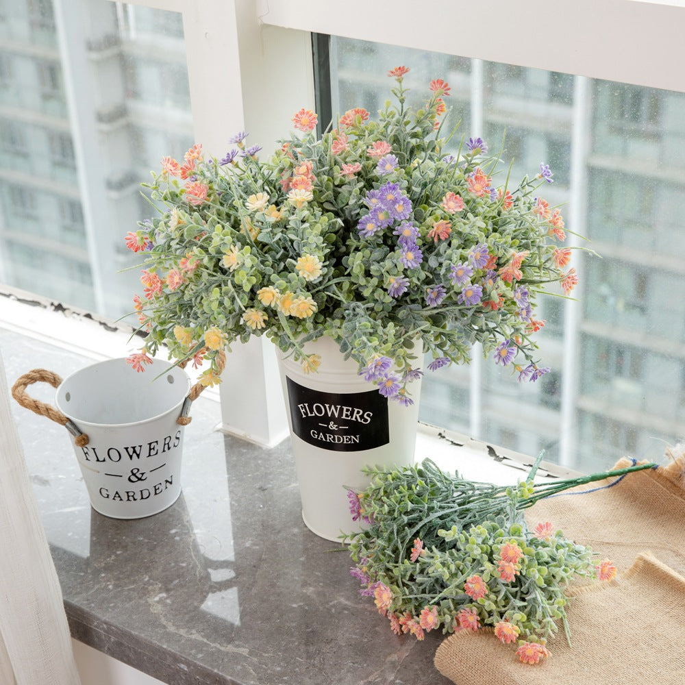 Charming Rustic Wildflower Arrangement - Lifelike Daisy & Grass Bouquet for Home Decor and Wedding Celebrations - GF15956B