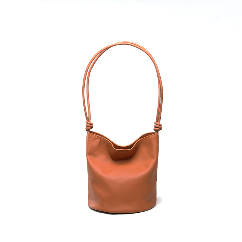 Spring One Shoulder Bag for Women Grain Leather Crossbody Bucket Bag