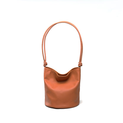 Spring One Shoulder Bag for Women Grain Leather Crossbody Bucket Bag
