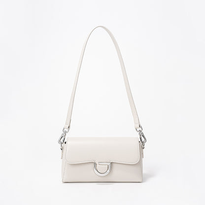 Chic Baguette Bag with Unique Design Elegant Hoof Buckle Shoulder Bag in Luxurious Genuine Leather Fashionable Crossbody Purse for Women