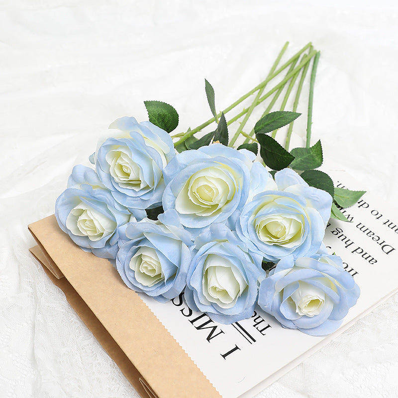 Elegant Ice Blue Faux Rose Single Stem Silk Flower - Perfect for Home Decor, Valentine's Day, Weddings, and Photography Props