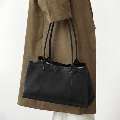 Spacious Grain Leather Tote Bag for Women Commuter Handbag with High End Feel Versatile Shoulder Bag for Daily Use