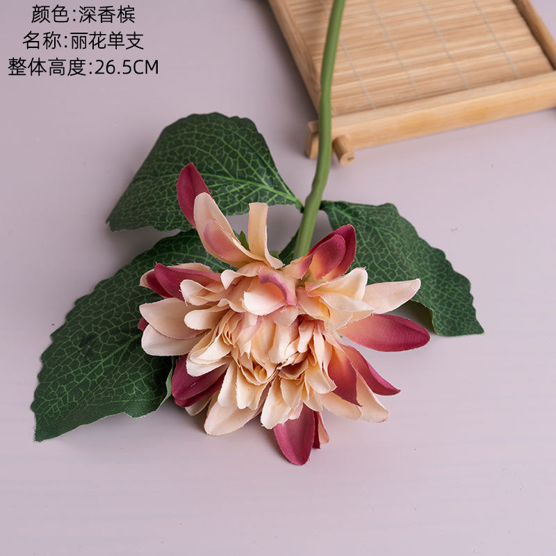 Elegant Faux Rose Single Stem Flower for Home Décor - Perfect Floral Handheld Bouquet for Your Walls - PJ1002