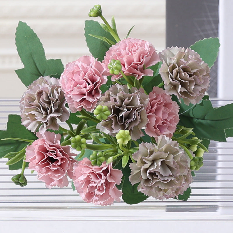 Vibrant Faux Carnation Bouquet for Home Decor, Weddings, and Photography Props – Realistic Artificial Flowers Perfect for Any Occasion