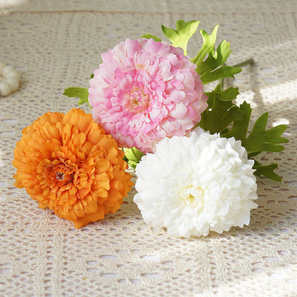 Beautifully Realistic Artificial Flowers: Short-Stemmed Marigolds & Hibiscus for Home Decor, Weddings, Hotels, and Photography