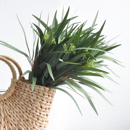 Elegant Faux Greenery Bundle with Willow Leaves - Luxurious Double-Layer 3D Printed Eucalyptus Leaf Floral Arrangement Material