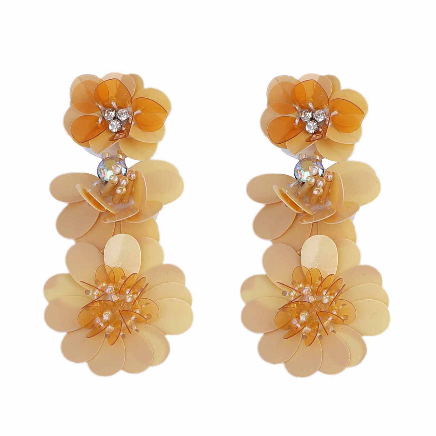 Bohemian Chic Luxury Statement Sequin Flower Drop Earrings – Unique and Versatile Jewelry for Women