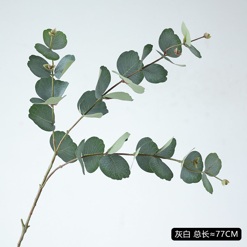 Realistic Eucalyptus Faux Plants for Home Décor - DIY Floral Arrangements, Single Stem with 3-Prong Money Leaf, Perfect for Stylish Flower Bouquets