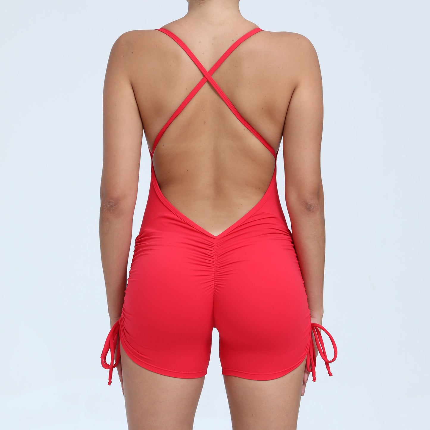 Summer Hollow Back Cutout Side Drawstring Yoga Jumpsuit for Women Comfortable and for Dance Fitness and Everyday Wear