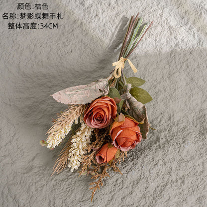 Elegant Dreamy Butterfly Dance Floral Bouquet - Realistic Wedding Handheld Flower Decoration for Wall Art – Perfect for Weddings and Celebrations (CF01342)