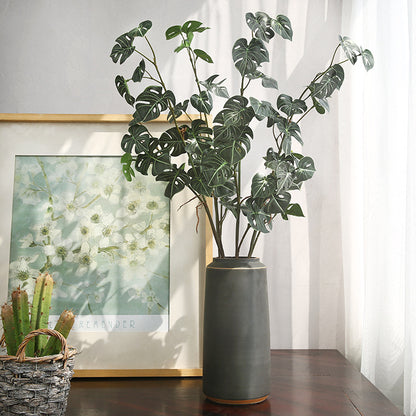 Realistic Faux Green Plant Branches with Rooted Trifoliate Monstera Leaves - Perfect for Elegant Living Room Floral Arrangements