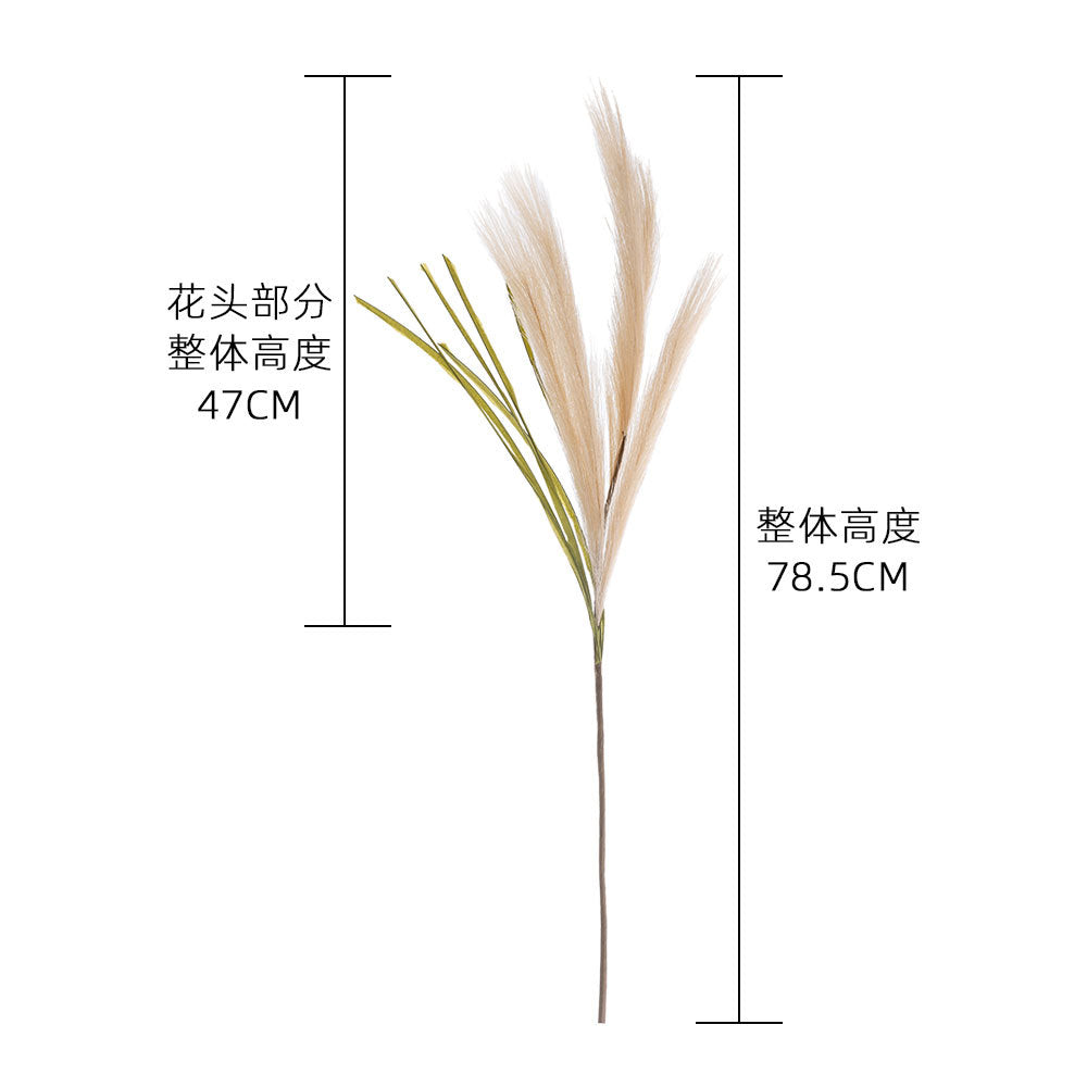 Realistic Pampas Grass Faux Flower Bouquet - Elegant Home Décor with Wooden Handle, Perfect for Floral Arrangements, Rustic Weddings & Special Occasions - MW09987