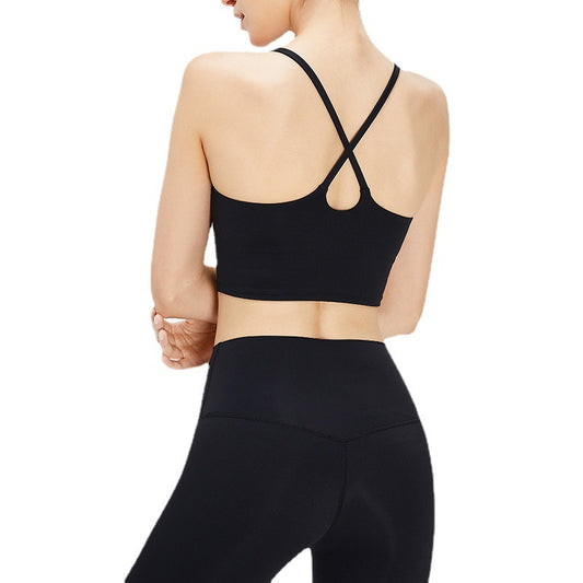 Breathable Cross Back Yoga Tank Top with Removable Cups and Comfortable Sports Bra for Flexibility