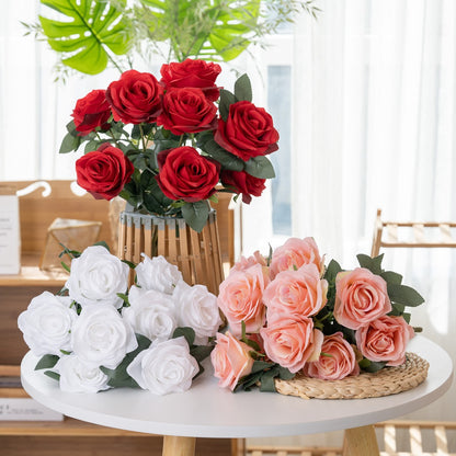 Stunning 10-Stem Artificial Rose Bouquet - Perfect Home Decor Plant for Weddings and Celebrations | Durable, Realistic, and Hassle-Free Floral Arrangement MW23313