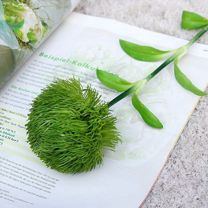 Realistic Green Dianthus Soft Plush Green Pom-Pom Faux Flowers - Perfect for Home, Hotel Décor, Weddings, and Photography Props