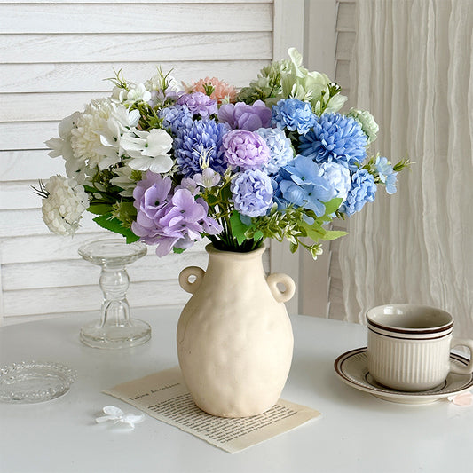 Stunning Artificial Hydrangea Bouquet | Realistic Faux Flower Decoration for Home, Weddings, and Events | Elegant Plastic Floral Arrangement for Living Room Décor