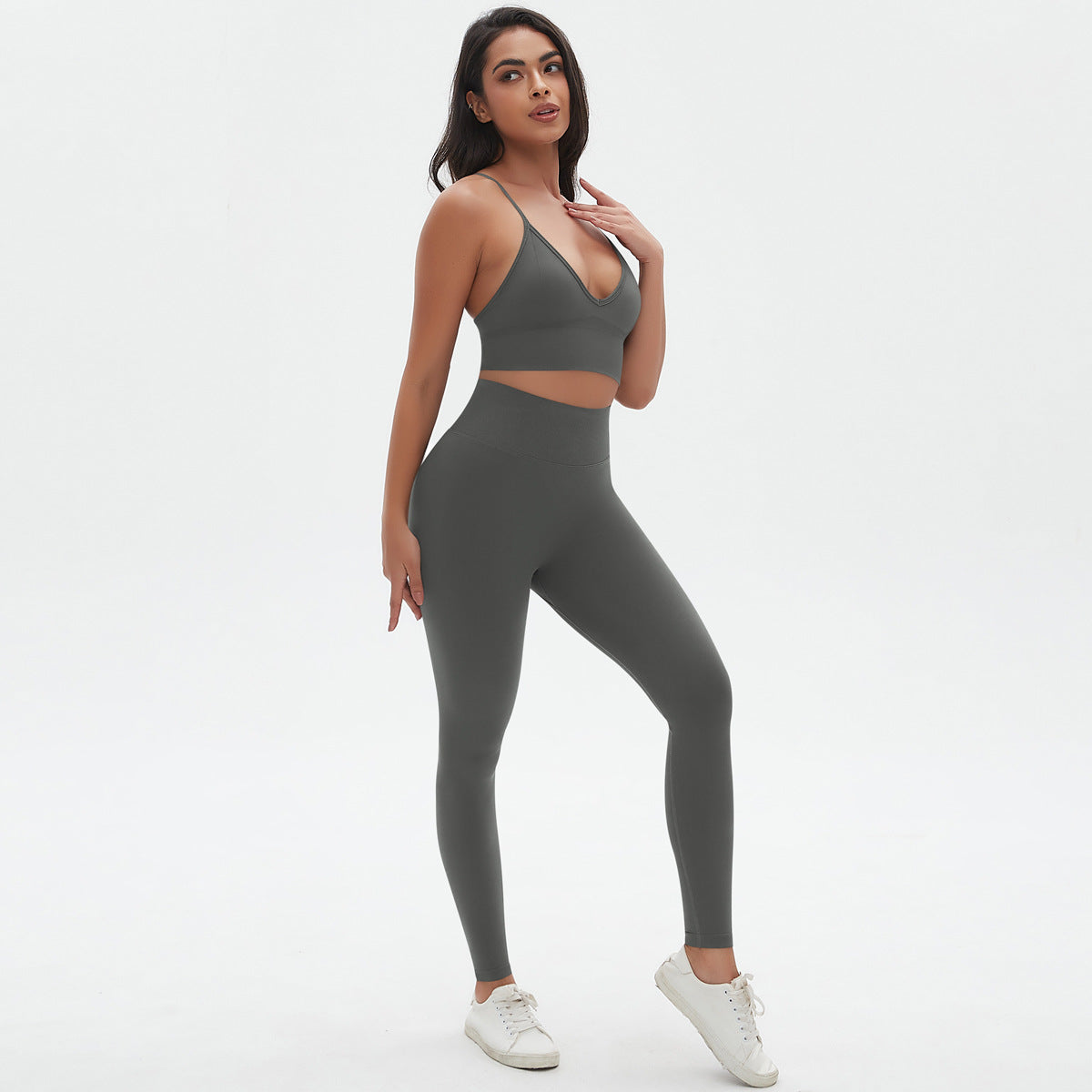 High Waisted Sculpting Leggings and Sports Bra Set for Comfort and Support Seamless Quick Dry Yoga Outfit with Adjustable Straps