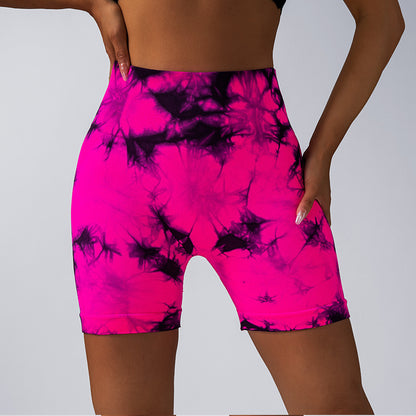 Seamless Tie Dye Peach Butt Yoga Shorts for Women High Waisted Workout and Running Leggings with Breathable Fabric and Design