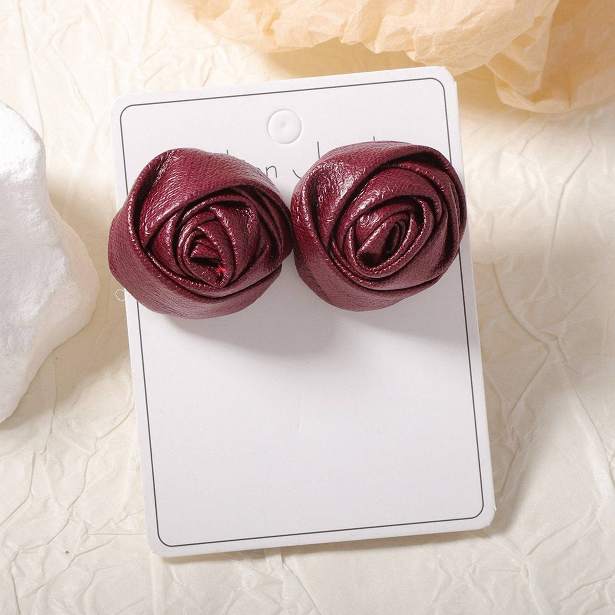 Chic French-Inspired Valentine's Day Leather Rosebud Earrings – Perfect for Winter, Available in Two Stunning Colors, Effortlessly Stylish and Versatile for Every Woman