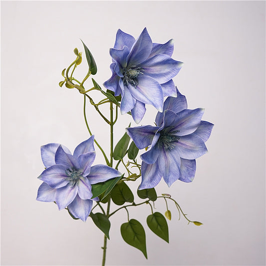 Elegant Nordic-Inspired Soft Touch Faux Clematis Flower Arrangement for Luxurious Home Decor – Perfect for Living Room and Floral Accents