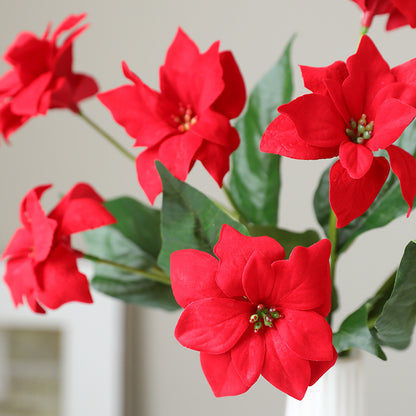 High-Quality Artificial Poinsettia Flowers for Christmas - Vibrant Red Holiday Home and Outdoor Decor, Perfect for Festive Landscaping