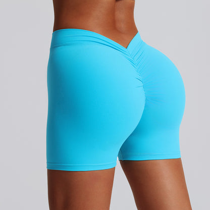 Peachy Softened V Waist Pleated High Waisted Yoga Shorts for Women Flattering Lift Comfortable Stretch for Running and Fitness Activities